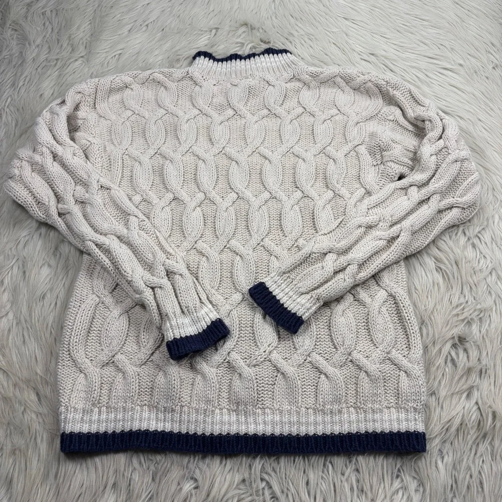Vintage NY & Co Women's‎ M Mock Neck Chunky Cable-Knit Sweater Preppy Heritage
